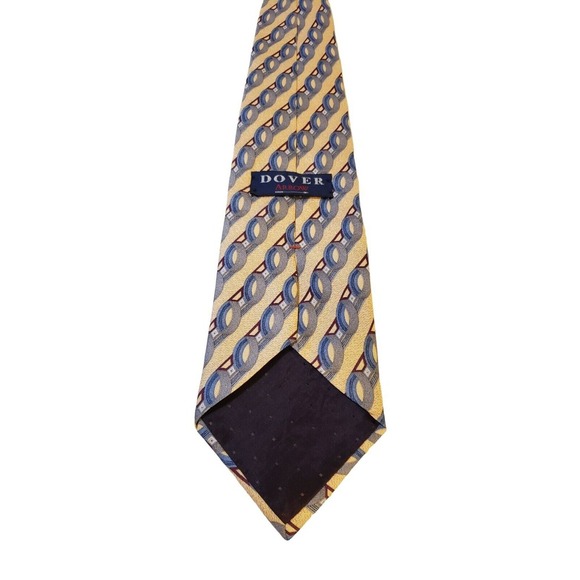 Dover by Arrow Necktie Tie Silk Yellow Blue Gray Geometric Circles Made in USA - Picture 5 of 12
